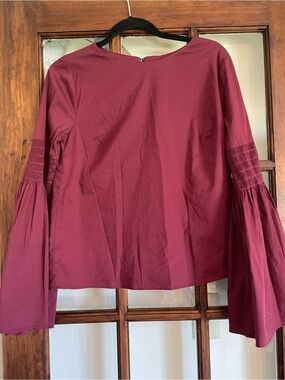 Catherine Malandrino Burgundy Bell-Sleeve Blouse